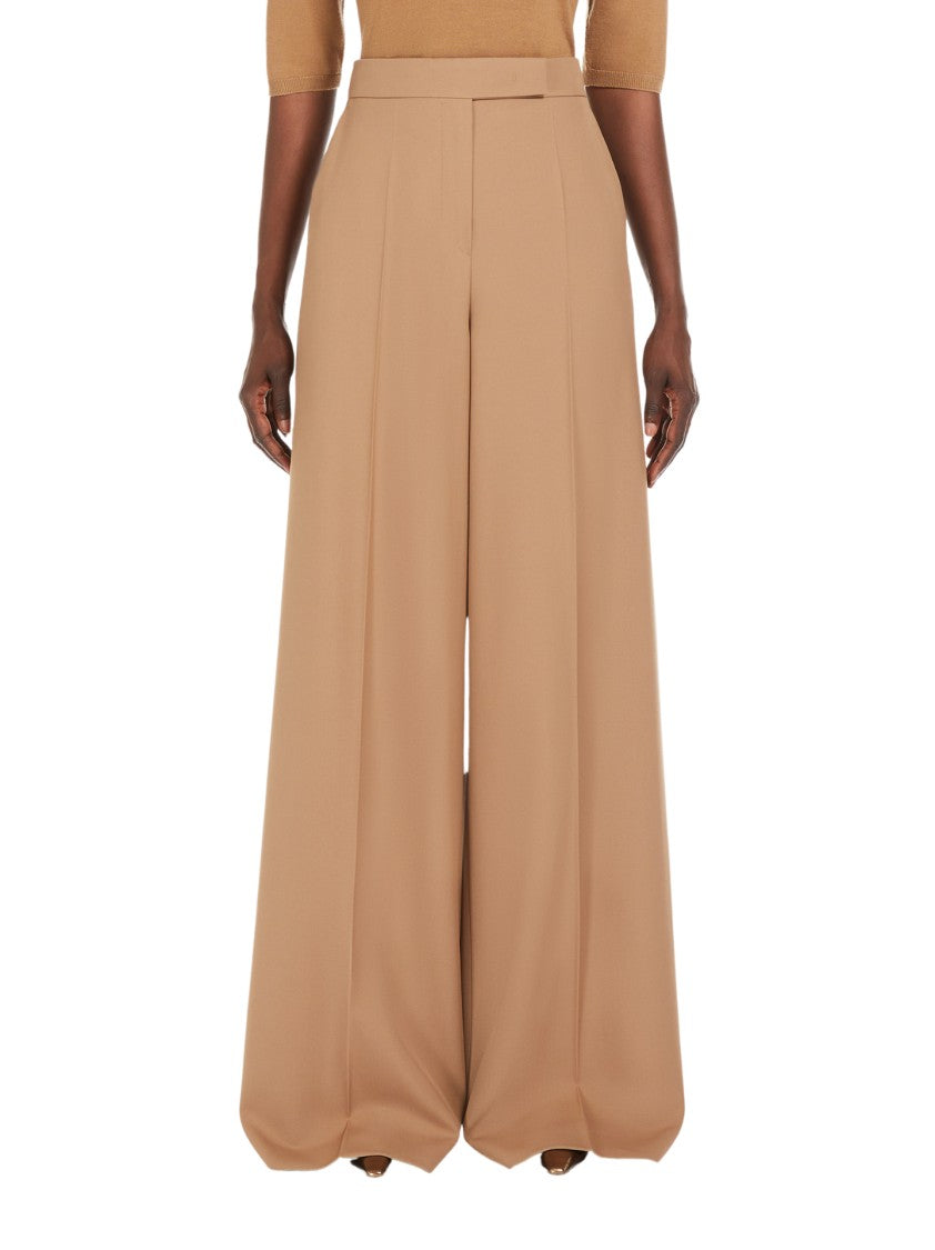 Max Mara Wide-Leg Beige Trousers With Sharp Pleats