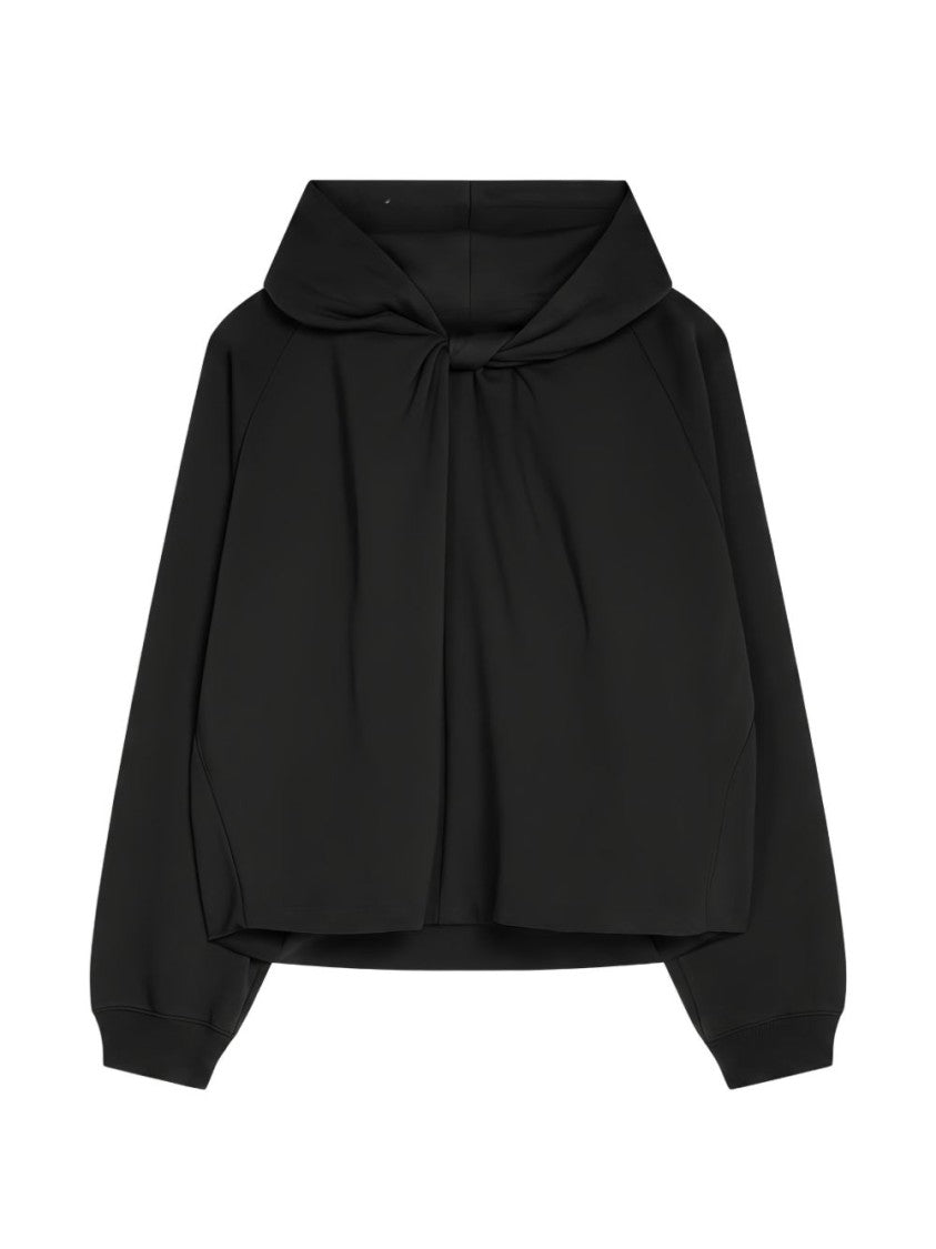 Dries Van Noten Black Tied Front Collar Boxy Cotton Sweater