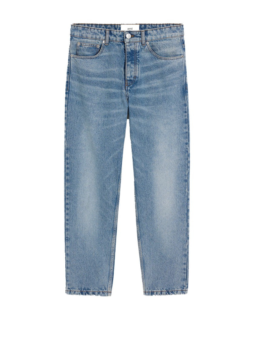 Ami Straight-Leg Light Blue Denim Trousers