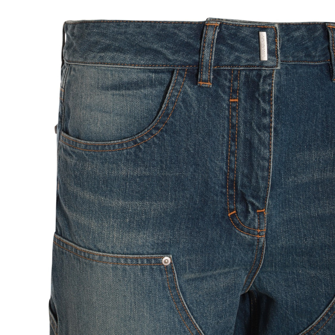 Givenchy Wide-Leg Blue Denim Jeans With Silver Hardware Accents