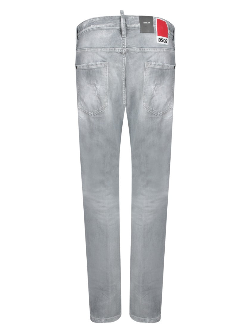 Dsquared2 Grey Distressed Five-Pocket Denim Jeans