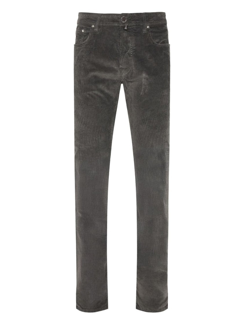 Jacob Cohen Gray Tailored Trousers With Ribbed Texture
