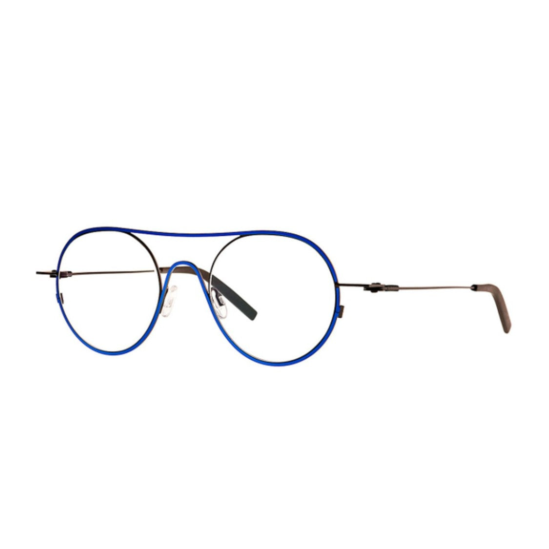 Theo Eyewear Blue Isobar Titanium Round Sunglasses