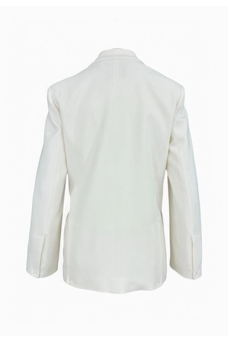 Pinko White Viscose Peak-Lapel Blazer