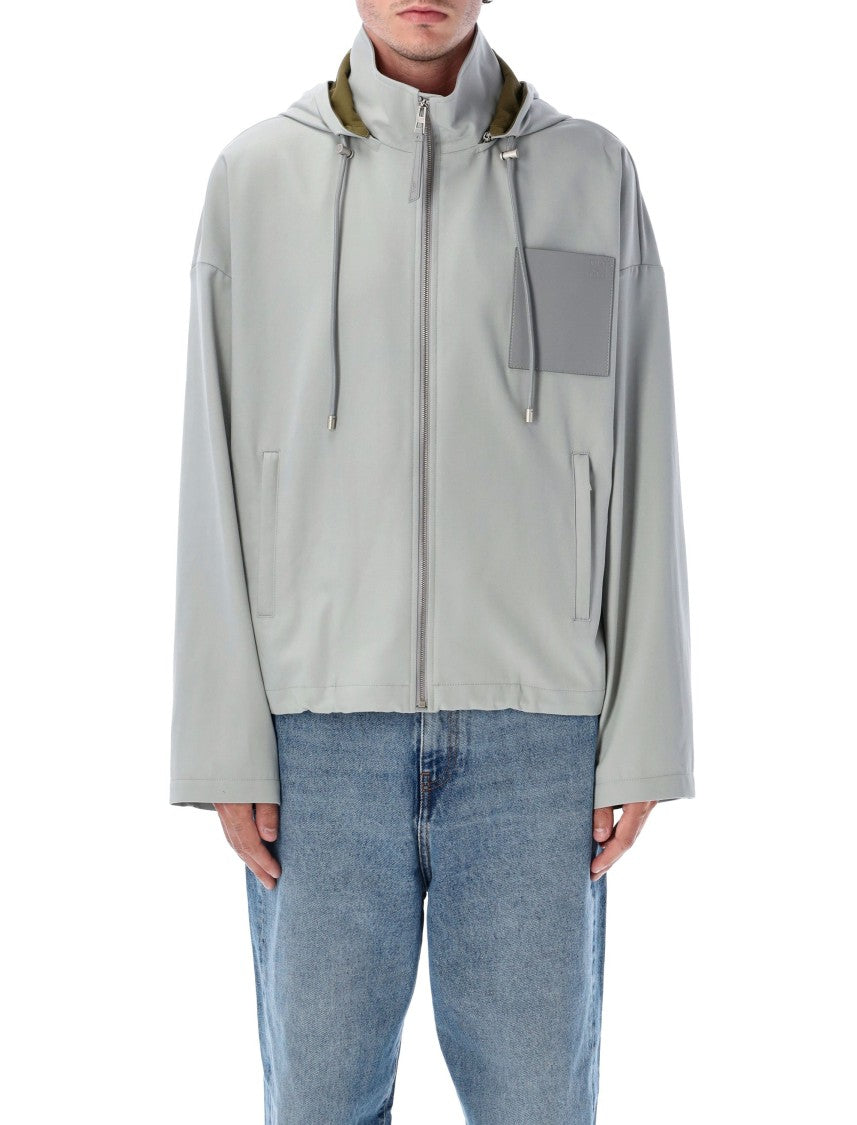 Loewe Cotton Hooded Jacket With Removable Drawstring And Leather Details