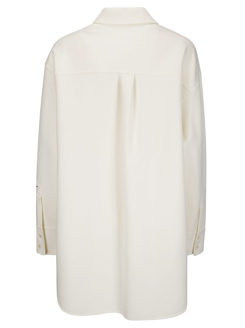 Sportmax White Short Coat With Shirt Styling And Oversized Fit