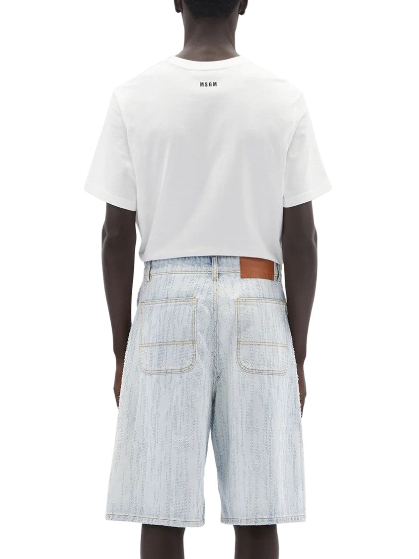Msgm Light Blue Denim Shorts