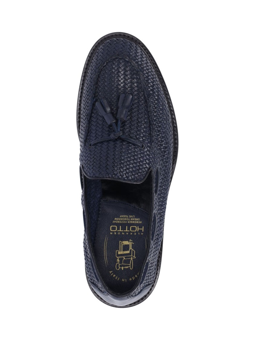 Alexander Hotto Braided Tassel Loafers – Navy