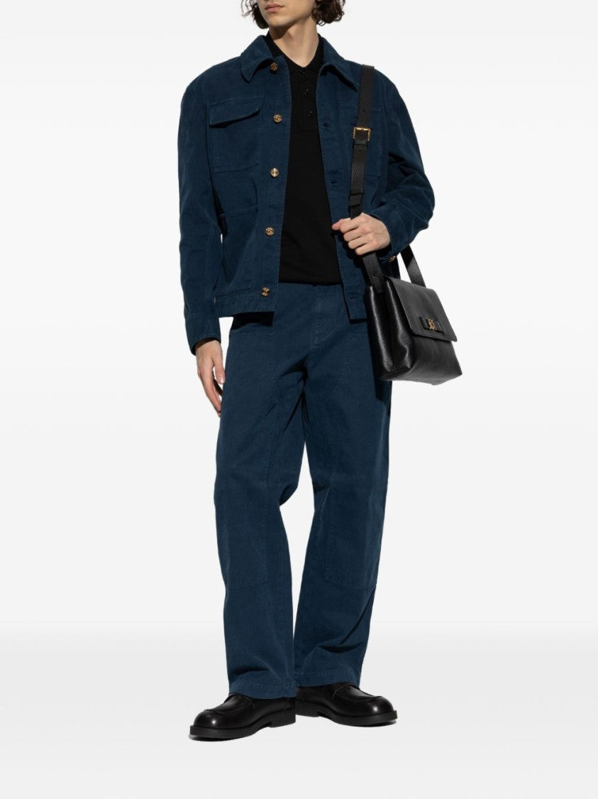 Versace Silk And Nylon Tailored Straight Trousers