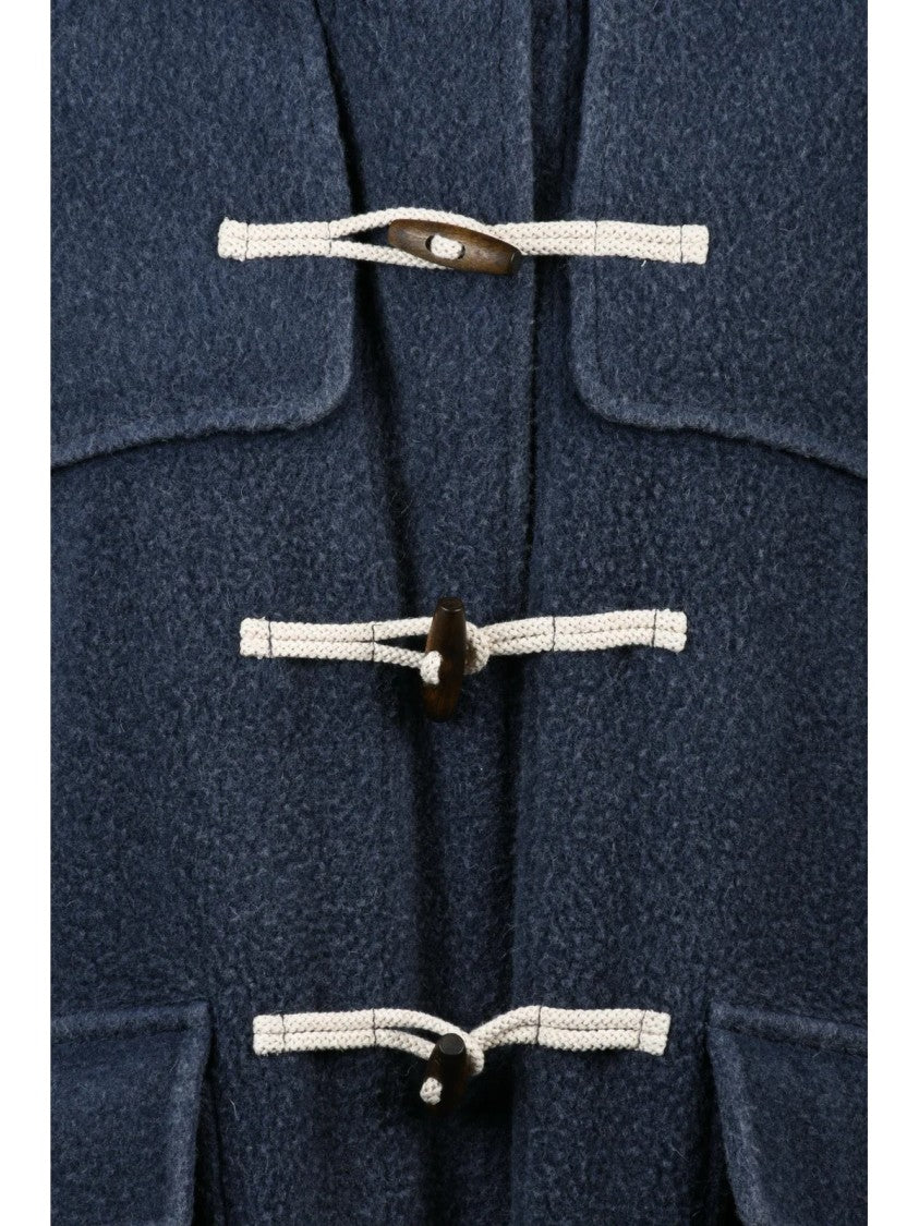 Circolo 1901 Navy Blue Virgin Wool-Blend Montgomery Coat