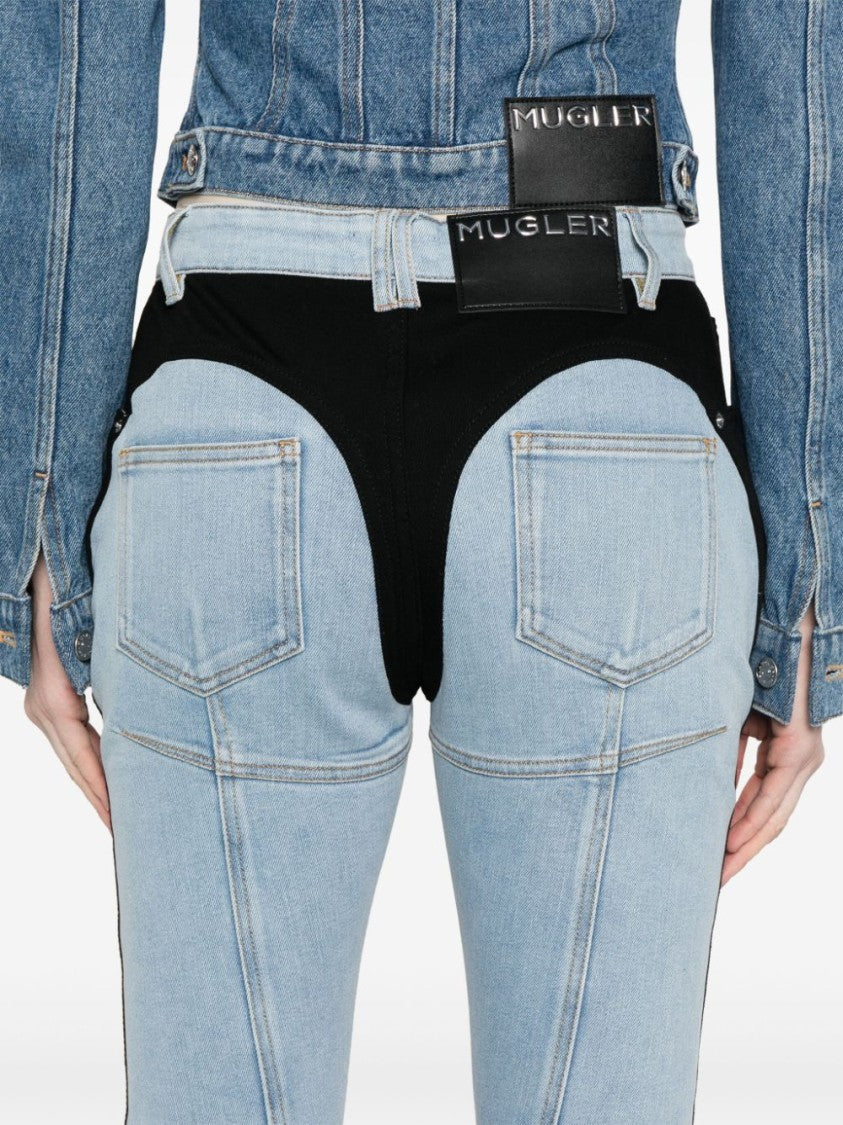 Mugler Two-Tone Skinny Jeans