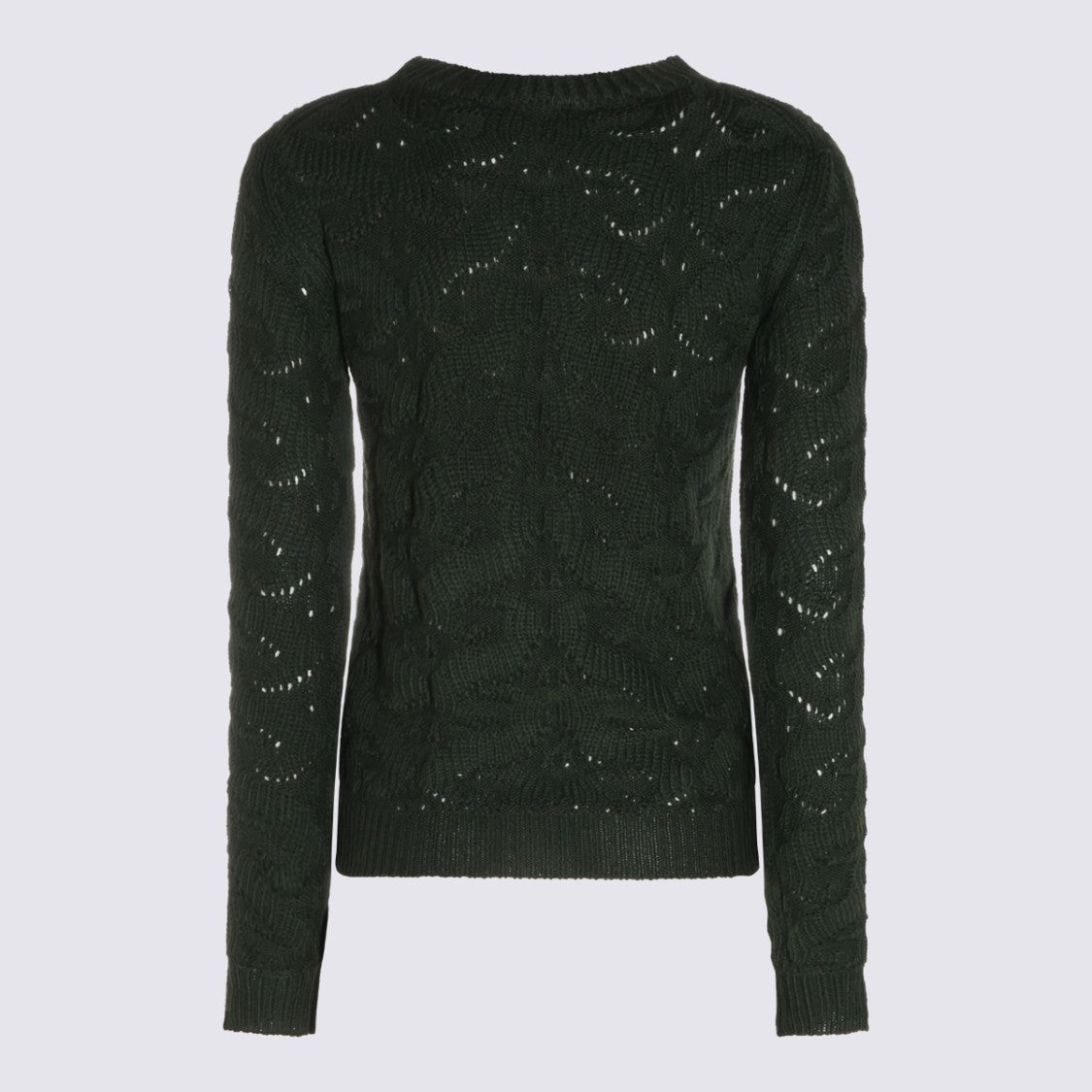 Etro Open-Knit Black Sweater With Floral Design And Ribbed Accents