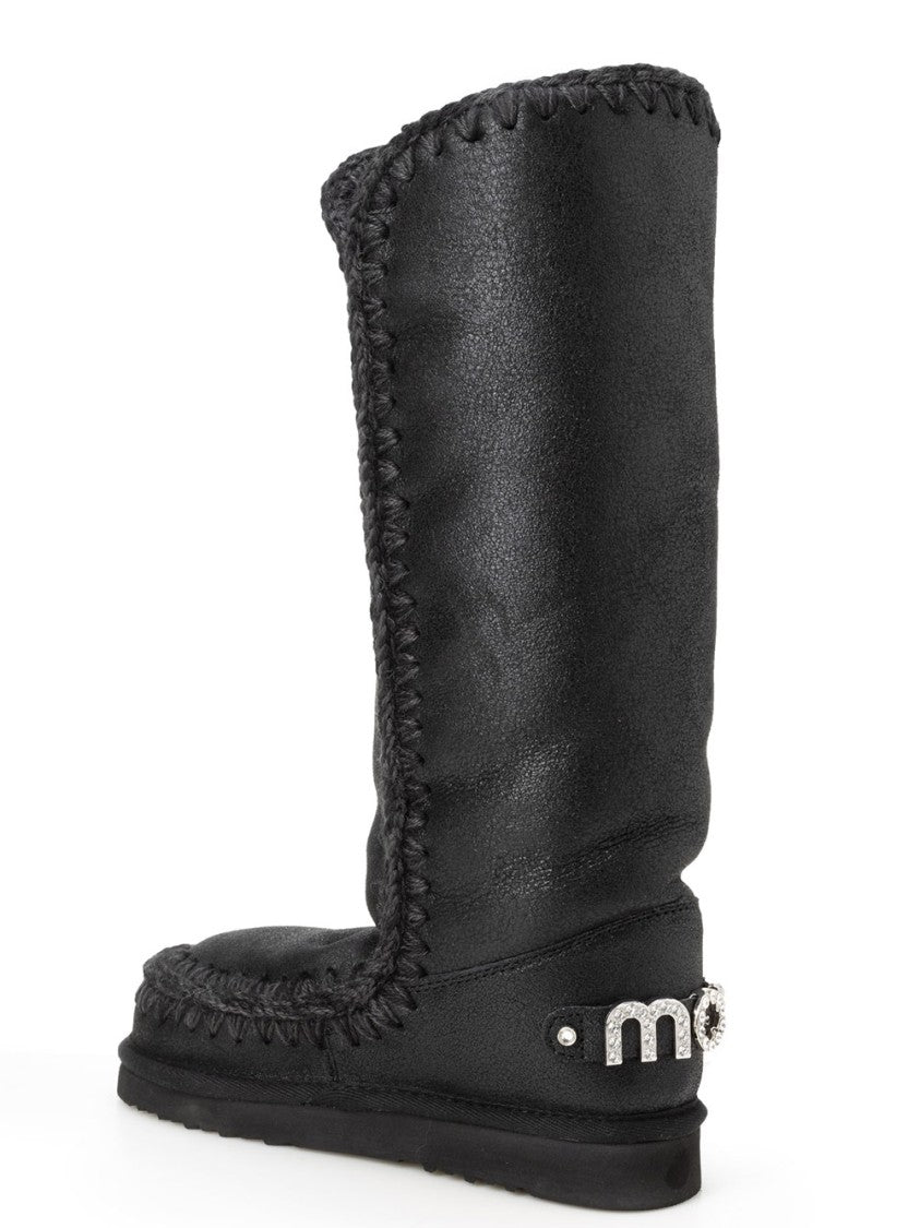 Mou Eskimo 40 Rhinestones Logo Sheepskin Boots