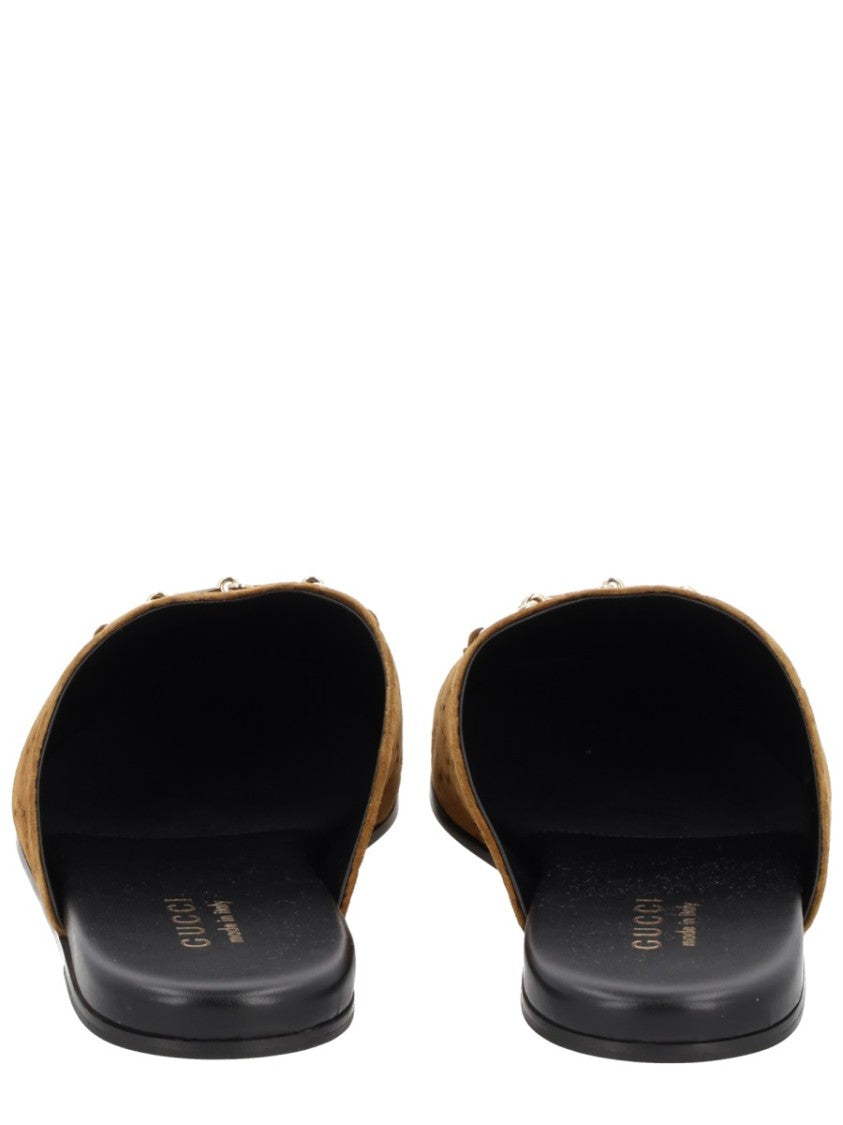 Gucci Pointed-Toe Silver Clamp Calfskin Mules