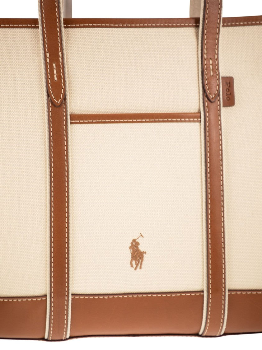 Polo Ralph Lauren Small Cotton And Leather Tote Bag