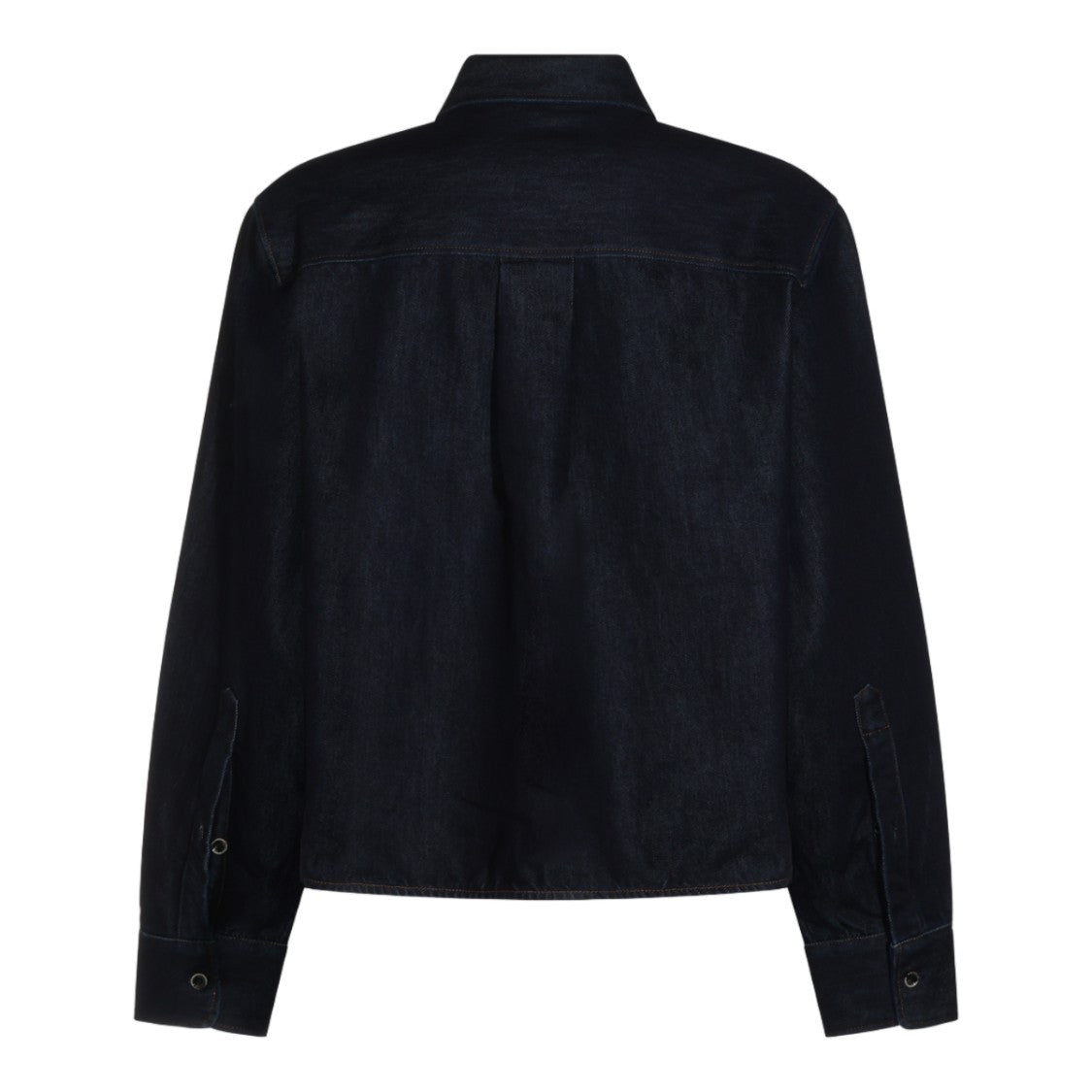 Nine In The Morning Black Denim-Texture Concealed Placket Shirt