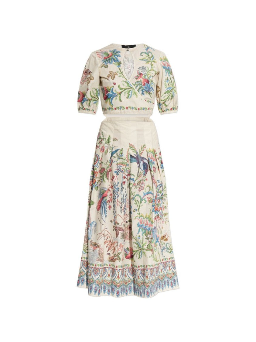 Etro Front Button Midi Dress With Floral Print
