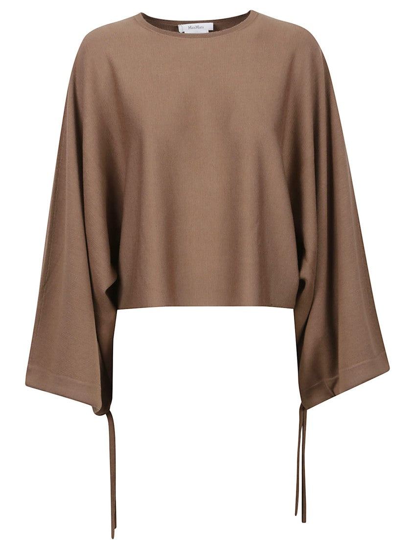 Max Mara Frais Cropped Brown Wool Sweater