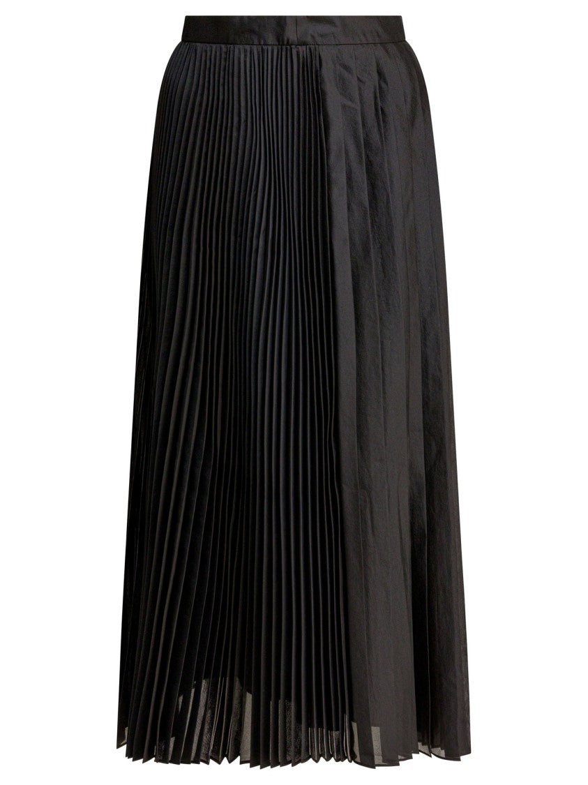 Sandbeige Dynamic Contrast Pleated Midi Skirt