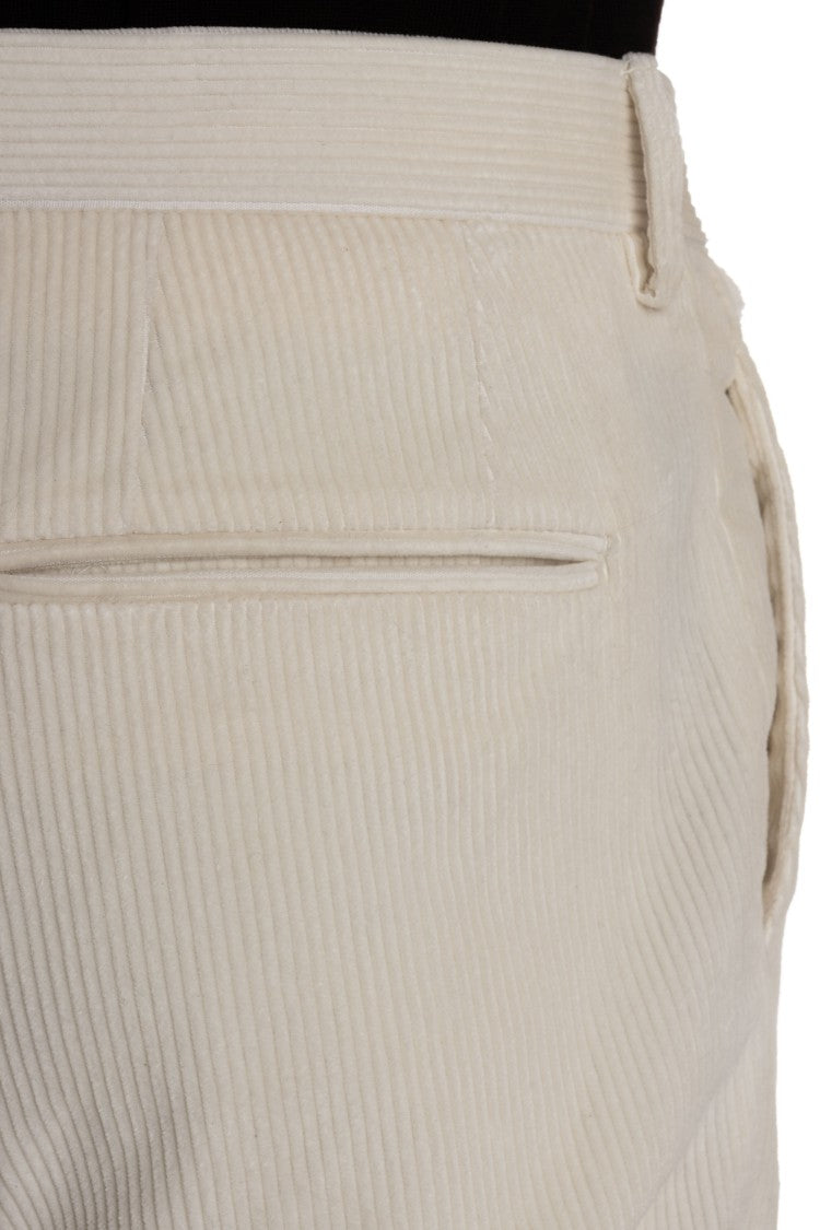 Tagliatore Wide Ribbed Corduroy Trousers With Tailored Fit