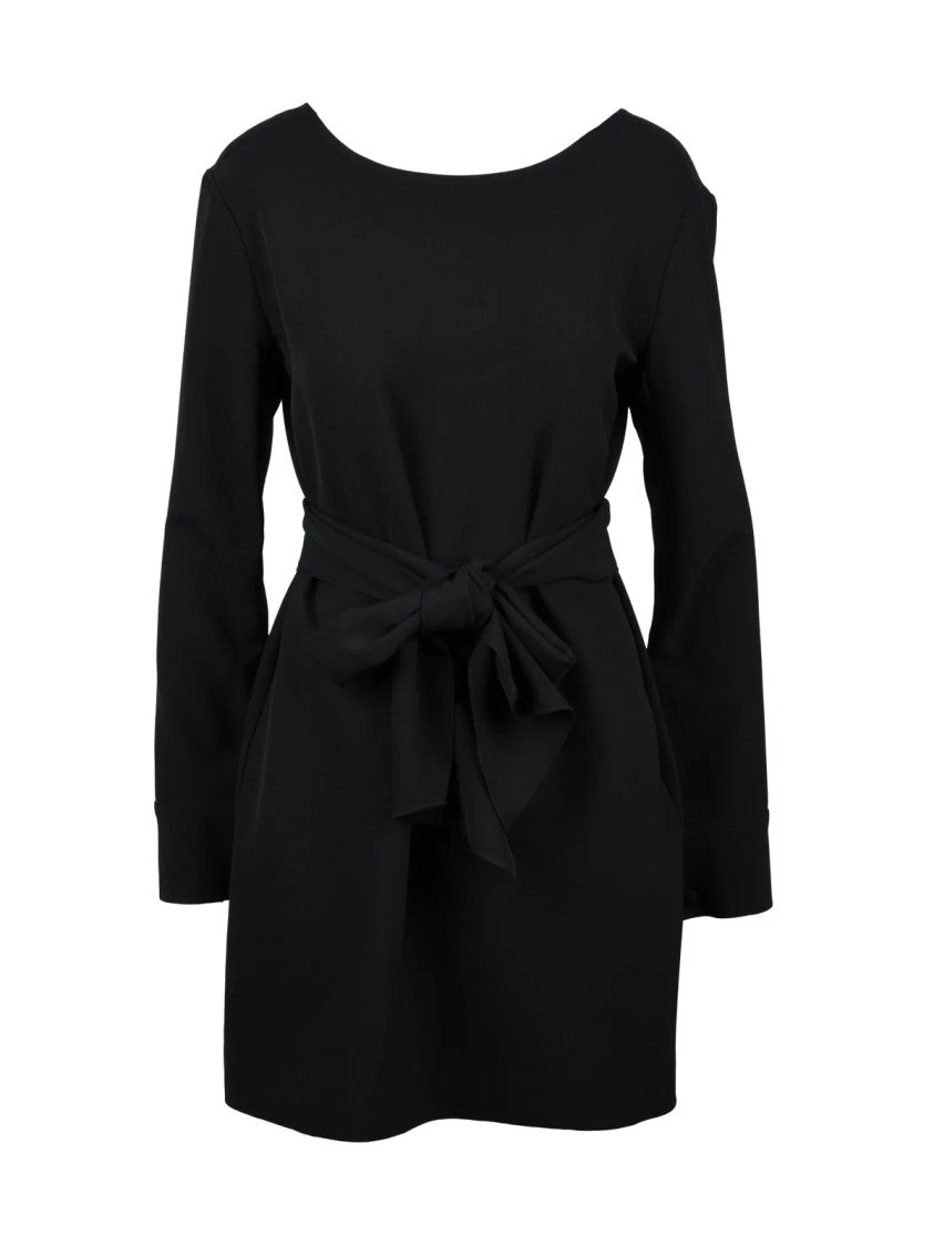 Department 5 Black Cuffed Sleeves Stretch Sheath Dress