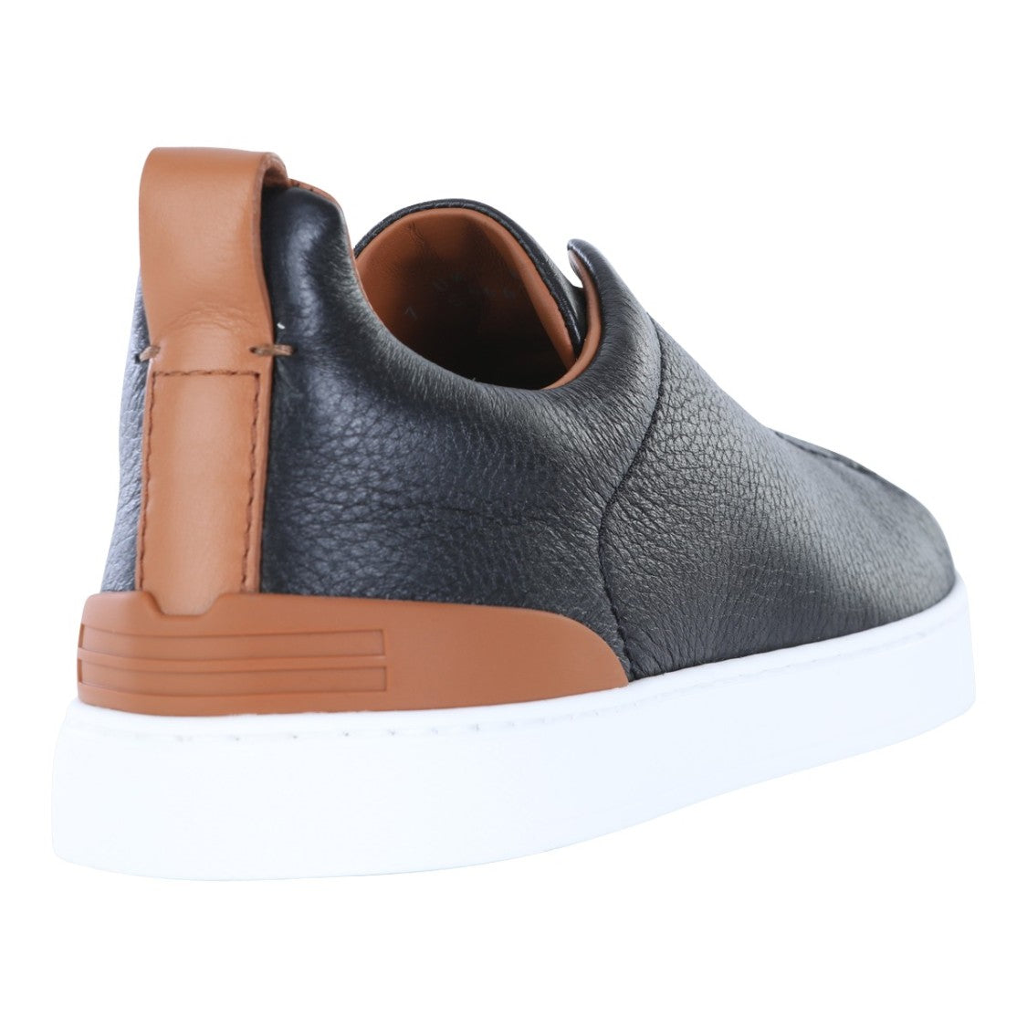 Zegna Textured Black Leather Sneakers