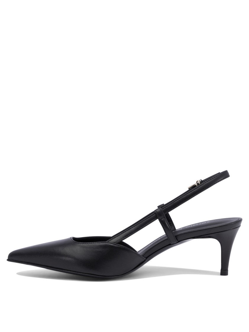 Sergio Levantesi Pointed Toe Slingback Heeled Shoes In Leather