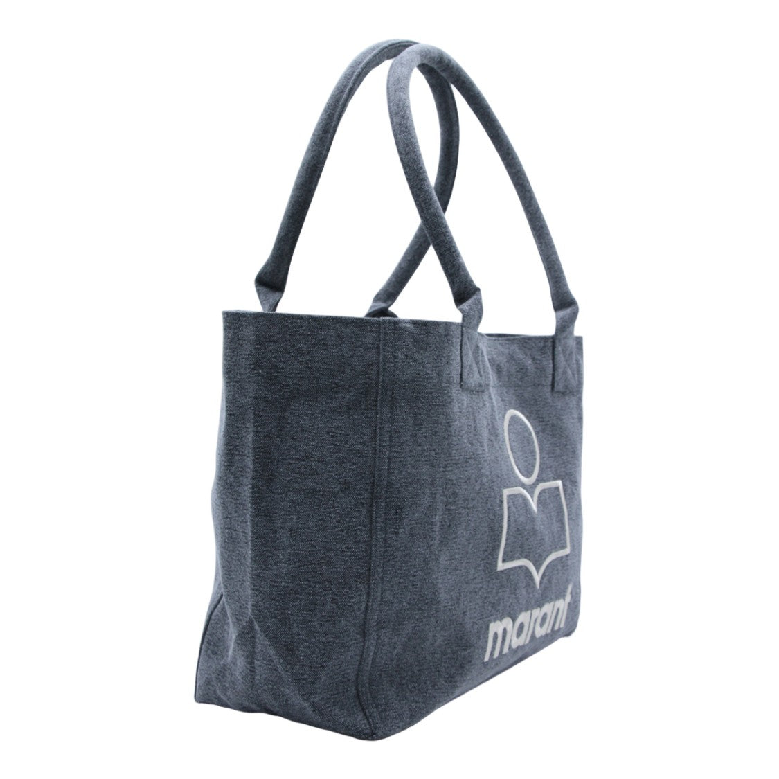 Isabel Marant Textured Tote Bag With Embroidered Logo In Dark Grey