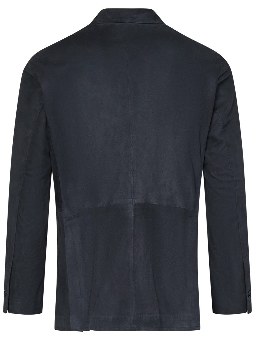 Franzese Collection Unlined Double-Breasted Suede Blazer