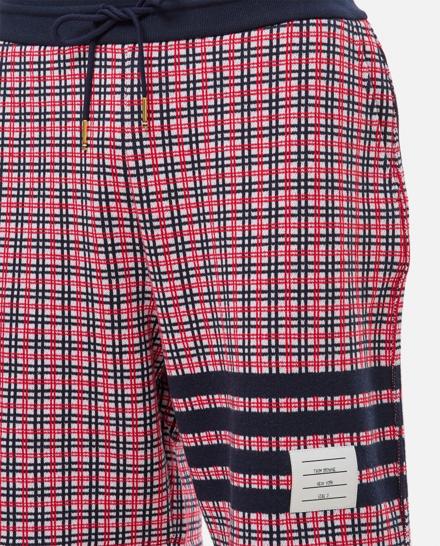 Thom Browne Check 4 Bar Sweat Cotton Shorts
