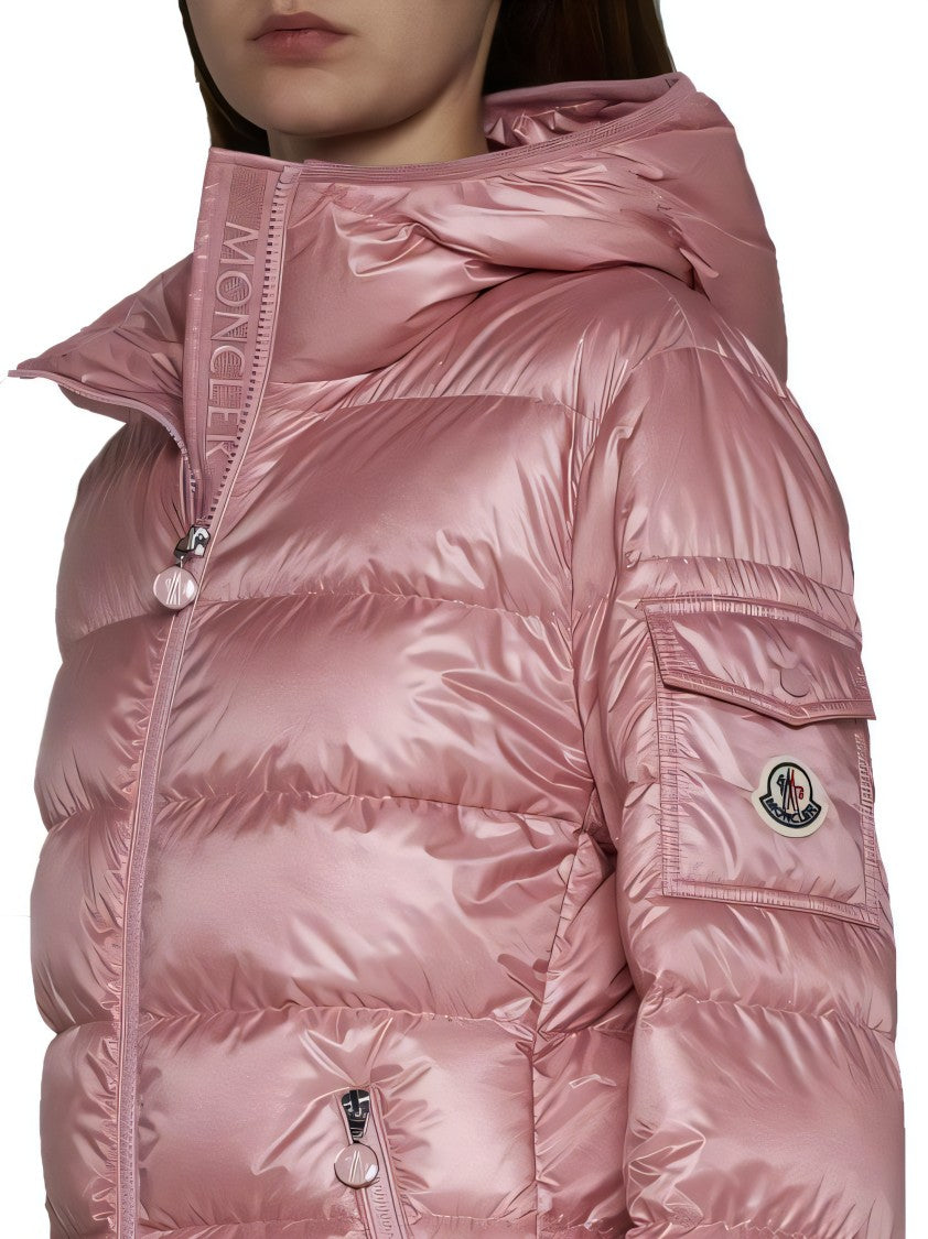 Moncler Shiny Quilted Hooded Puffer Jacket