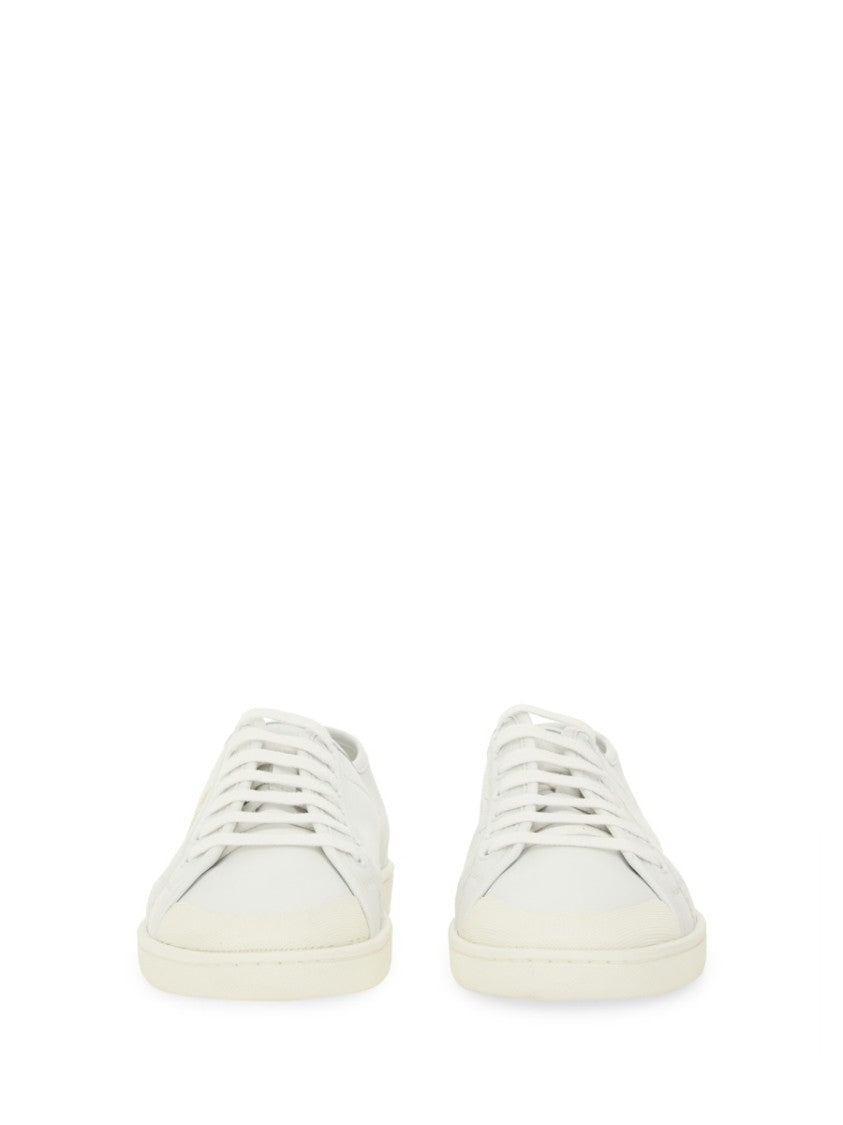 Saint Laurent Gym Gold Logo Low-Top Smooth Leather Sneakers