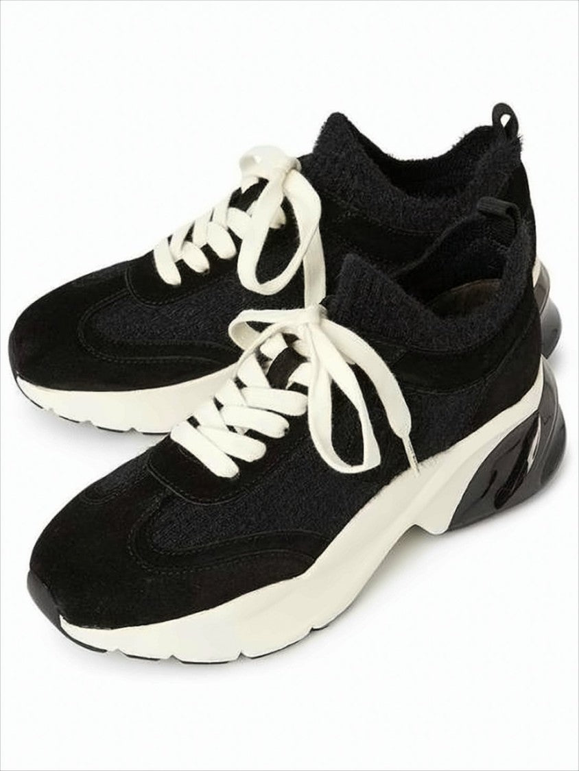 Tory Burch Black Sneakers With Mohair And Suede Upper