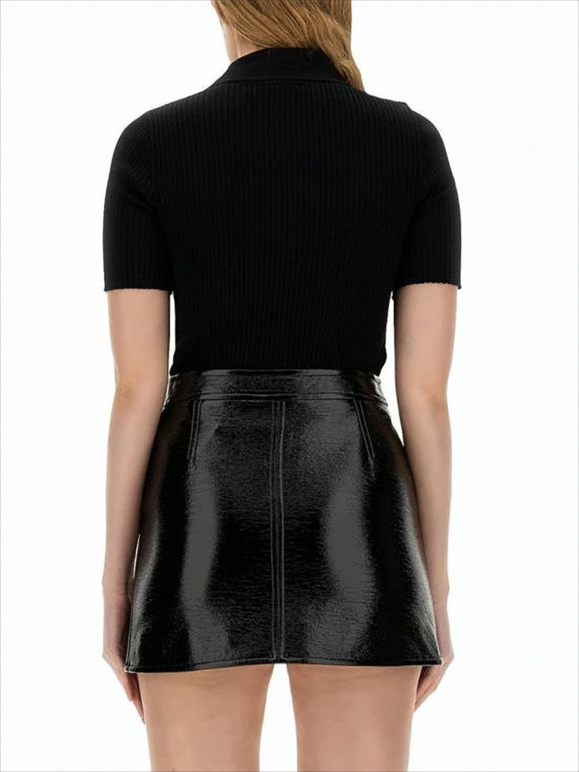 Courrèges Ribbed Short-Sleeved Polo Shirt With Buttoned Placket