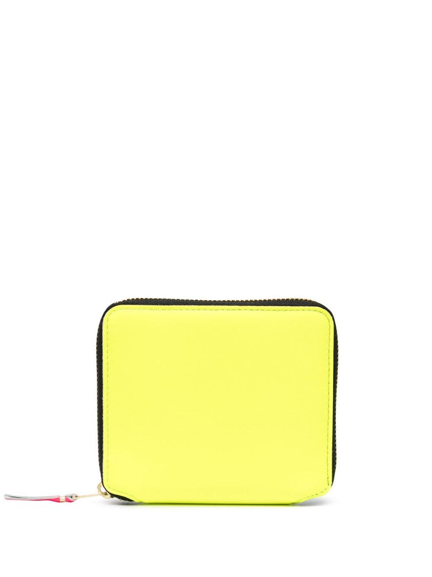 Comme Des Garçons Neon Yellow Goat Leather Colorful Interior Wallet