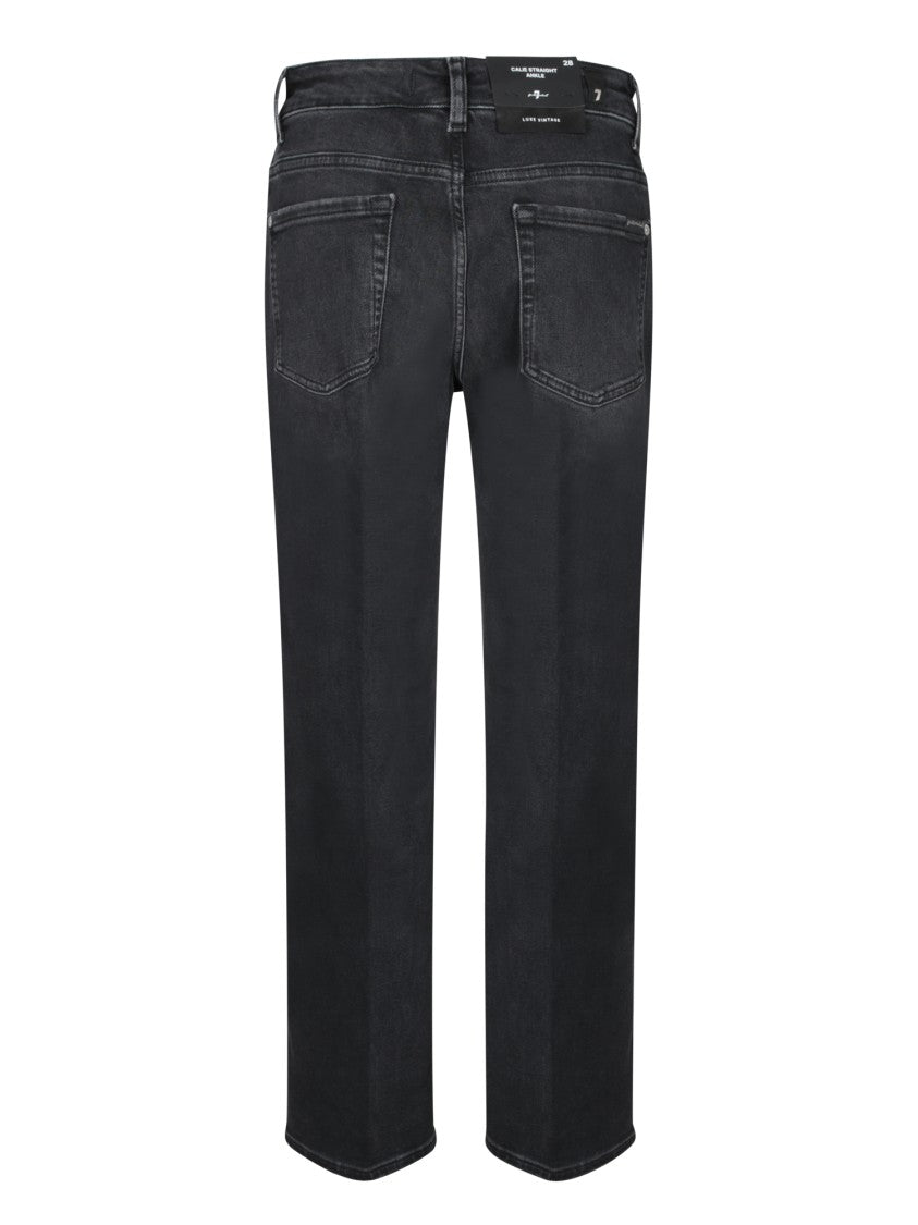 7 For All Mankind Classic Black Jeans With Five-Pocket Design