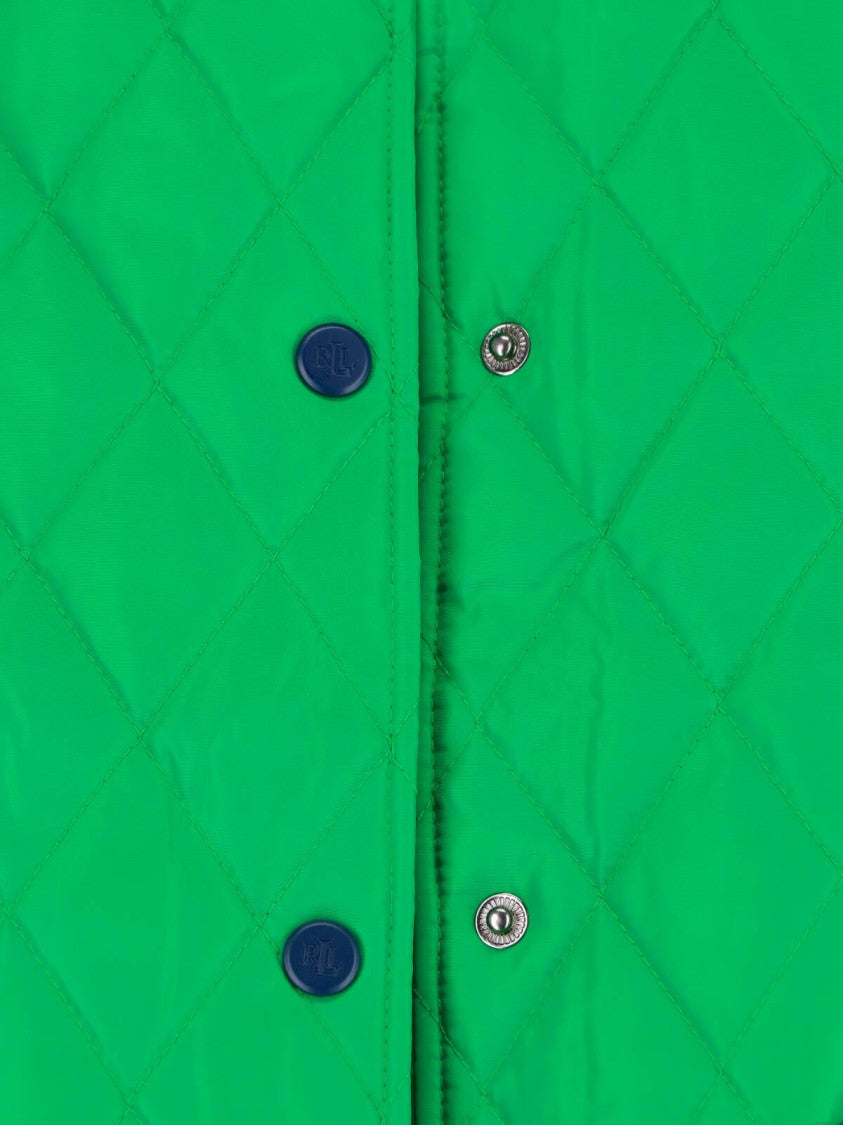 Polo Ralph Lauren Green Quilted Cropped Contrast Collar Jacket