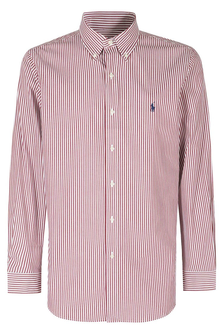 Polo Ralph Lauren Wine White Striped Button-Down Cotton Casual Shirt