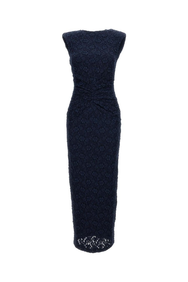 Rotate Birger Christensen Long Sleeveless Fitted Midi Dress With Textured Detailing