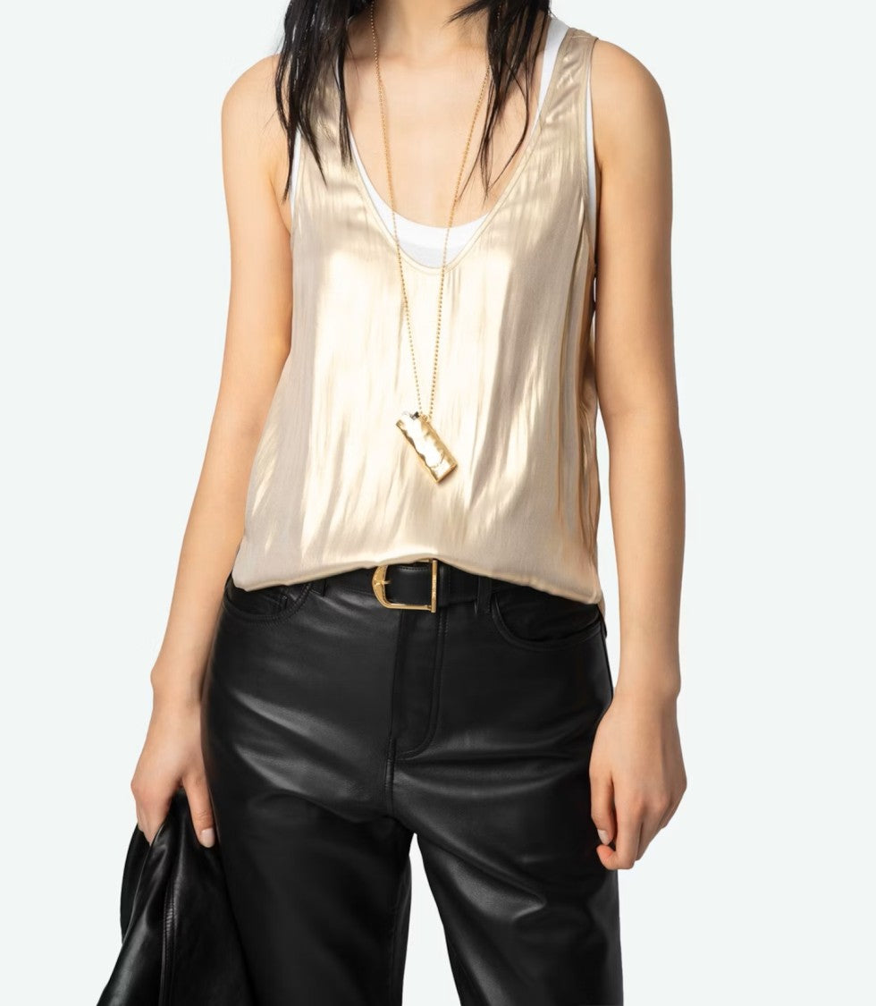 Zadig & Voltaire Metallic Finish Sleeveless Top