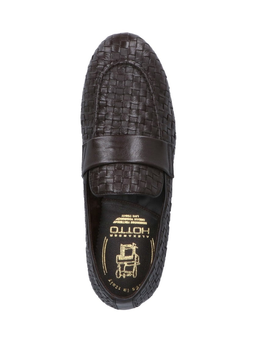 Alexander Hotto Woven Leather Loafers – Brown