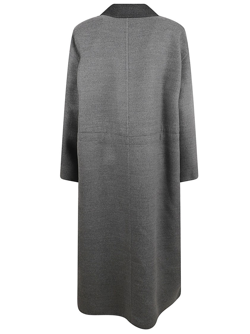 Fabiana Filippi Minimalist Grey Coat With Jewel Detail