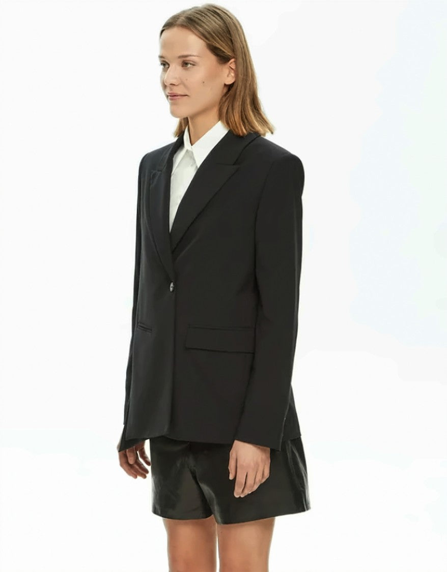 Mlo Viscose-Blend Stretch Button-Front Tailored Jacket