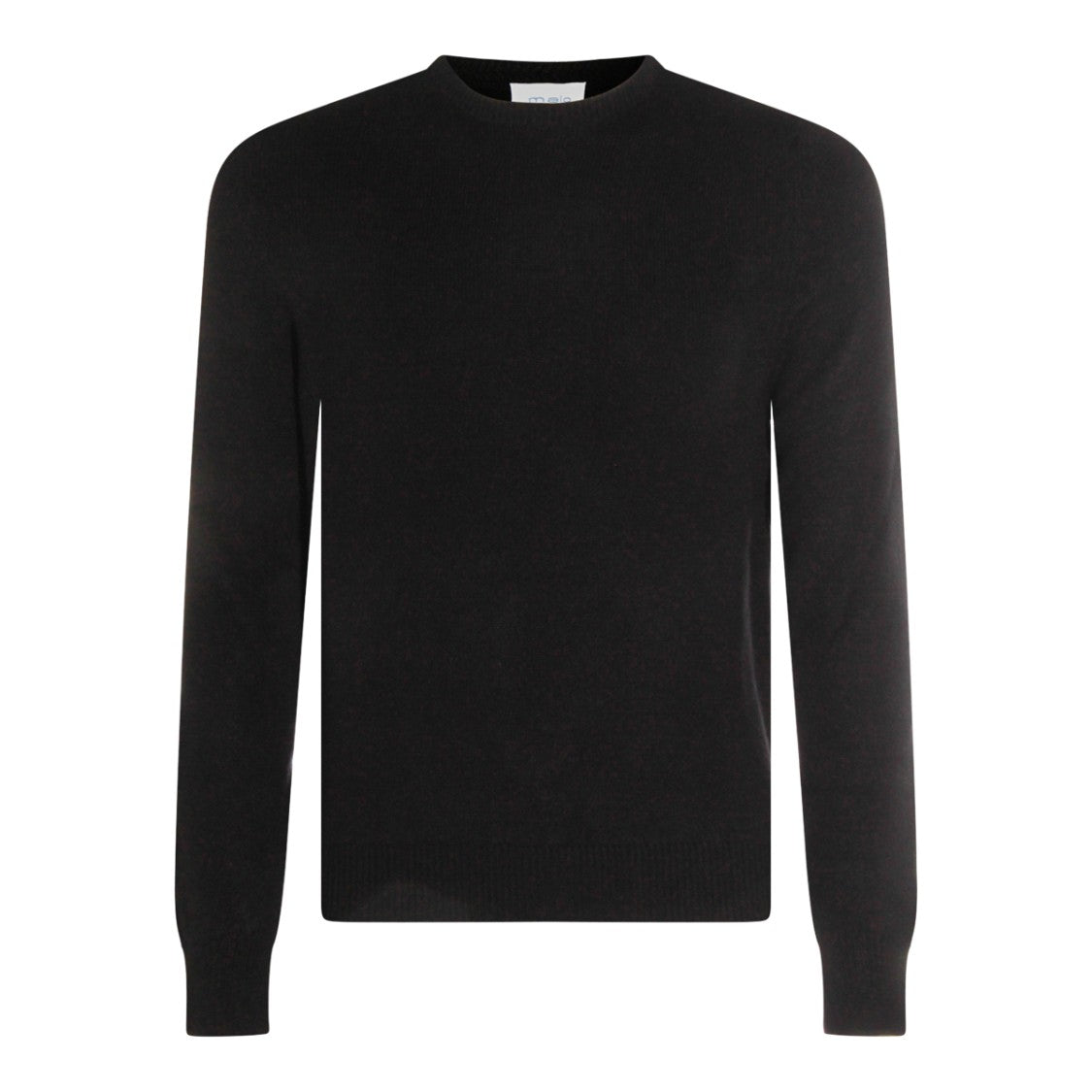 Malo Black Ribbed Crewneck Cashmere Sweater
