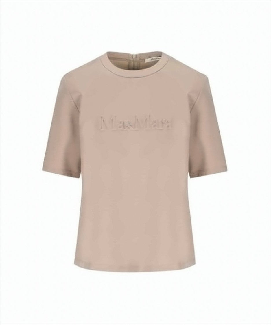 Max Mara Short-Sleeved Wool Blend Top With Embossed Logo