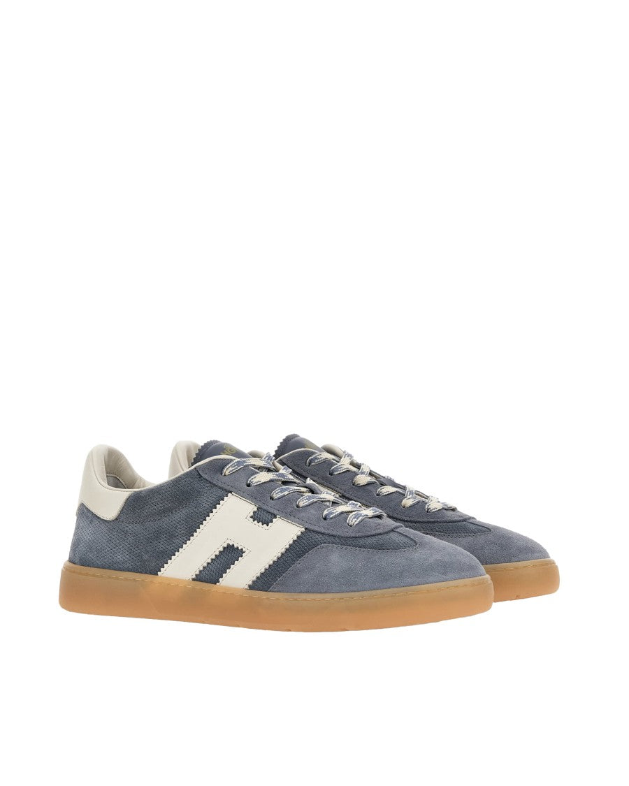 Hogan Low-Top Sneakers In Textured Blue Suede