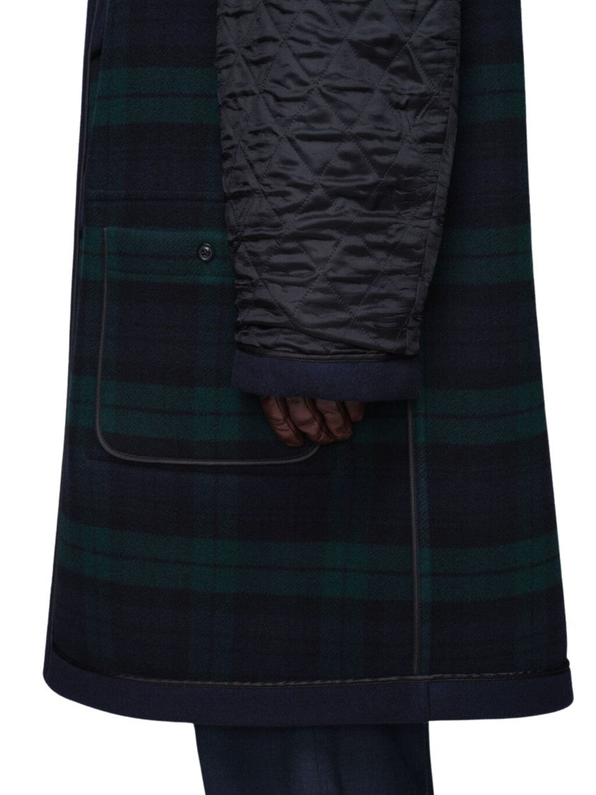 Maison Margiela Navy Blue Wool Coat With Toggle Fastening And Flap Pockets