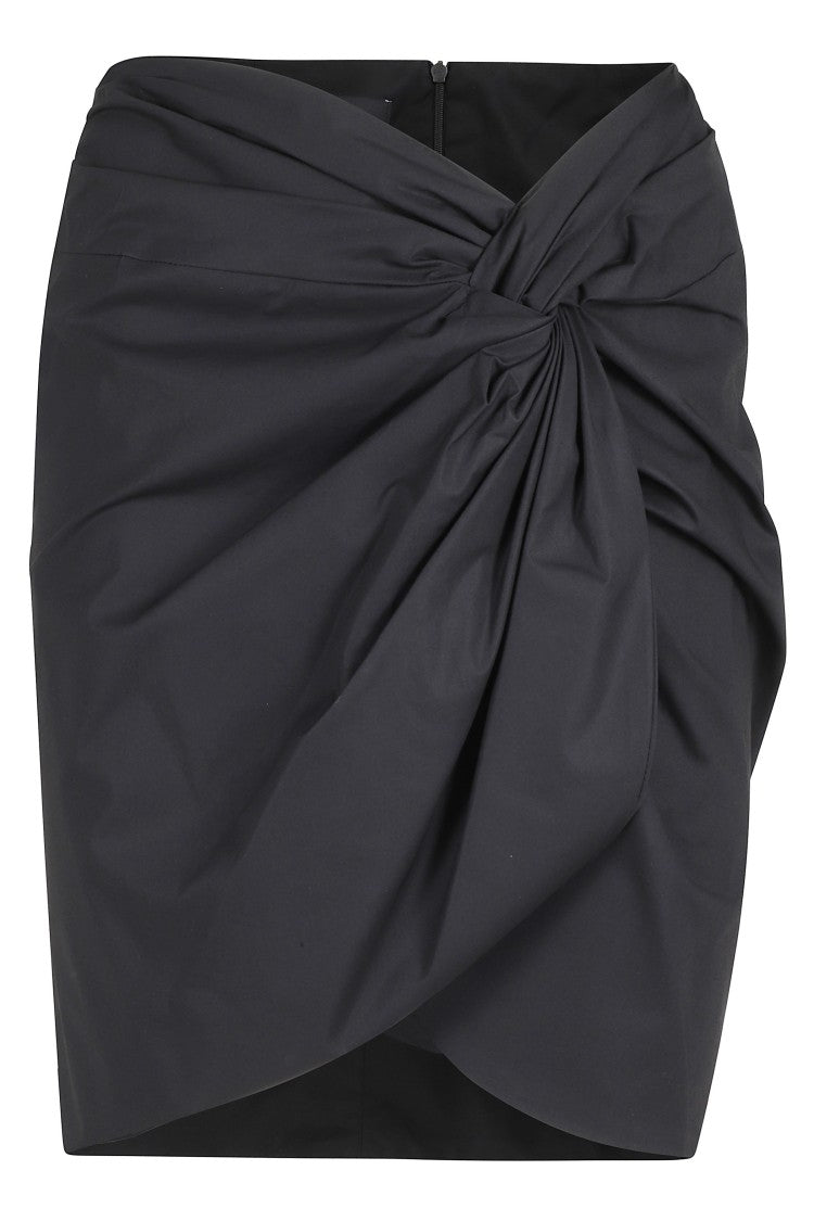 Federica Tosi Black Front-Knot Zippered Cotton Mini Skirt