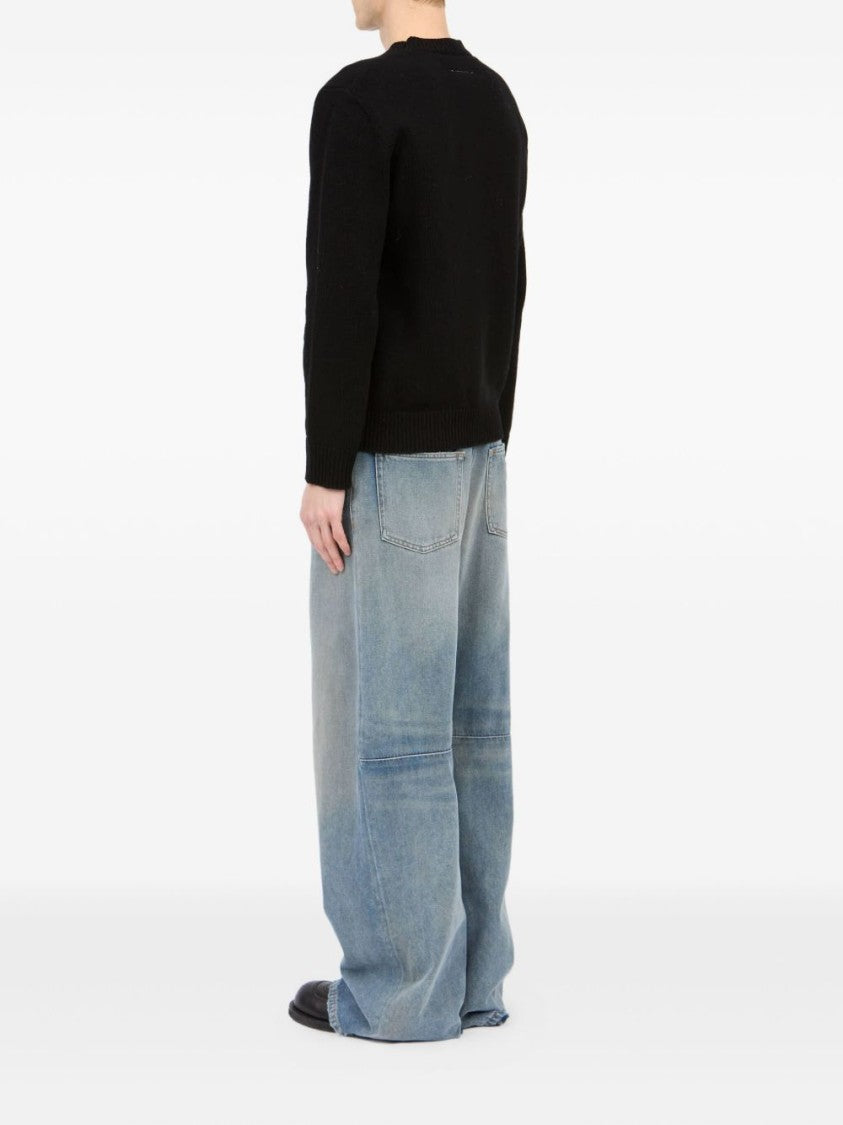 Mm6 By Maison Margiela Black Wool Blend Sweater With Graphic Detail