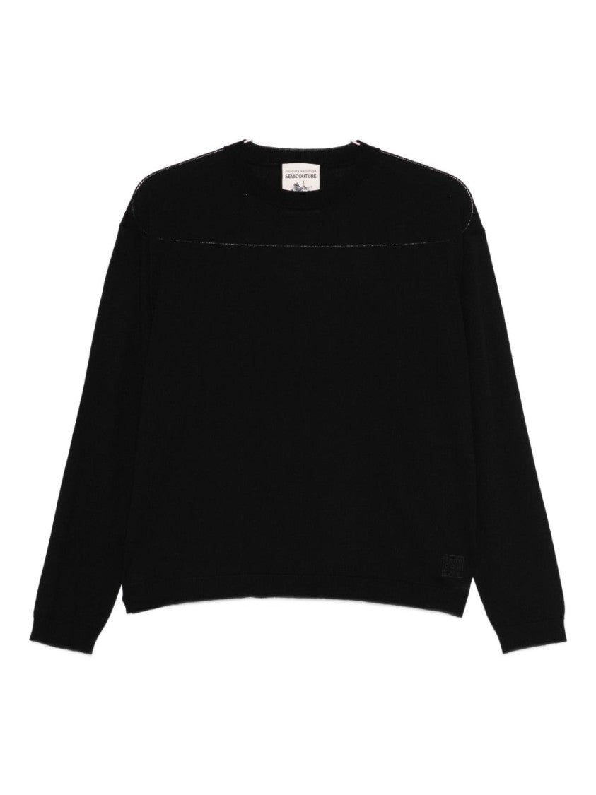 Semi Couture Crew-Neck Sweater In Black Virgin Wool